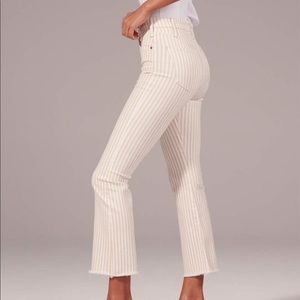 A&F Striped Ankle High Rise Jeans
